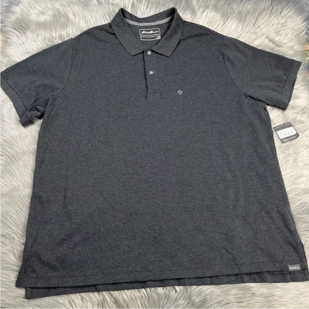 Eddie Bauer Men’s Short Sleeve Field Polo Heathered Charcoal XXL